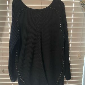 Gray-black knit sweater with stud accents